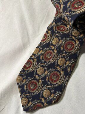 The Metropolitan Museum of Art Tie 100% Imported Silk Navy Burgandy Tan